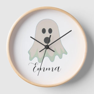 Halloween Ghost With Name  Clock