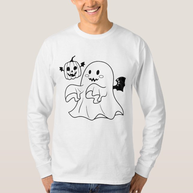 halloween ghost with pumpkin  T-Shirt (Front)