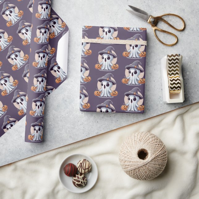 Halloween: Ghost with Pumpkins -  Wrapping Paper (Crafts)