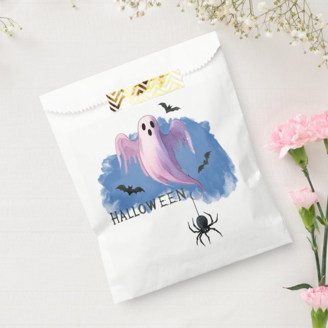 HALLOWEEN Ghost With Spider Favour Bags (Sealed)