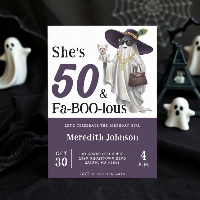 Halloween Ghost Women's Fabulous 50th Birthday Invitation (Halloween Ghost Women's Fabulous 50th Birthday Invitation
)