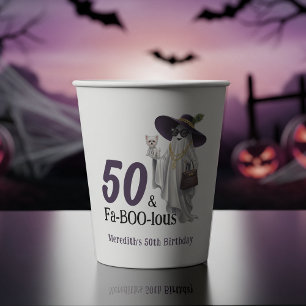 Halloween Ghost Women's Fabulous 50th Birthday Paper Cups