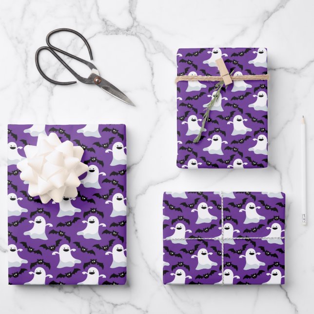 Halloween Ghost Wrapping Paper Sheets (Front)