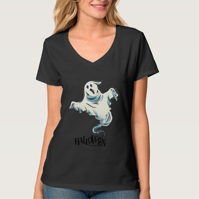 Halloween Ghostly Phantom Sckary Look Nice T-Shirt (Front)
