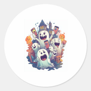Halloween Ghostly Selfie Squad Classic Round Sticker