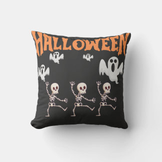 Halloween Ghosts and Dancing Skeletons Cushion