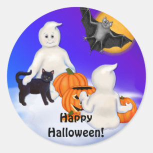 Halloween Ghosts and Friends Classic Round Sticker
