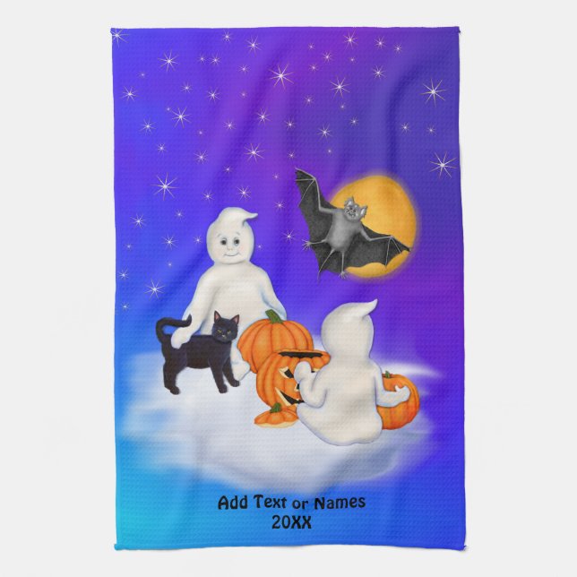 Halloween Ghosts and Friends Tea Towel (Vertical)