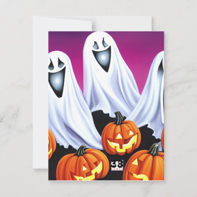 Halloween Ghosts and Pumpkins Card (Front)