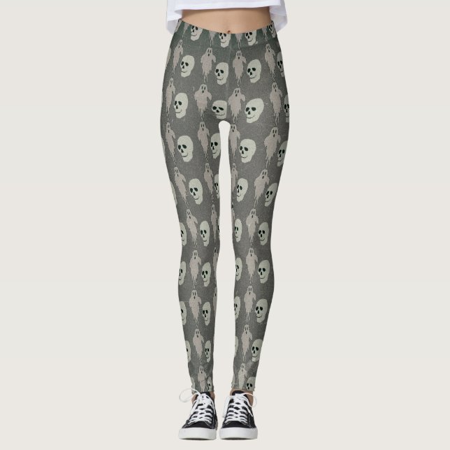 Halloween Ghosts and Skulls Leggings (Front)