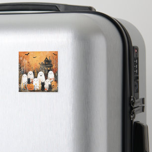 Halloween ghosts, black cats and bats, magnet