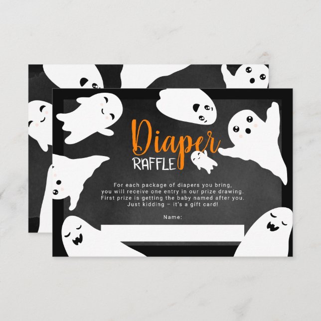 Halloween ghosts black diaper raffle baby shower enclosure card (Front/Back)