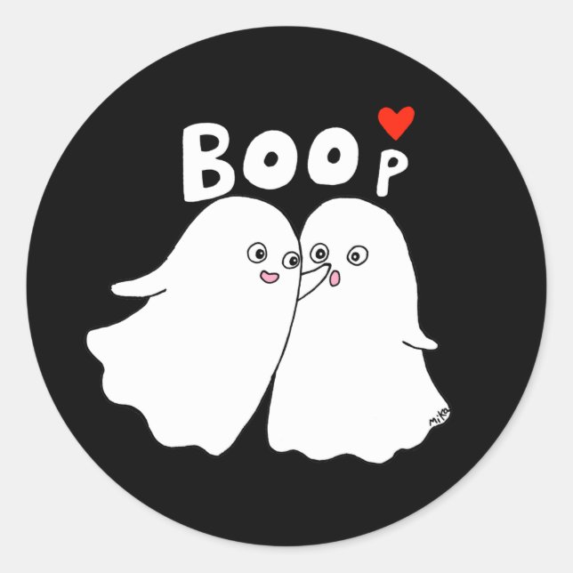 Halloween Ghosts Boo Funny Ghost boop favor Classic Round Sticker (Front)