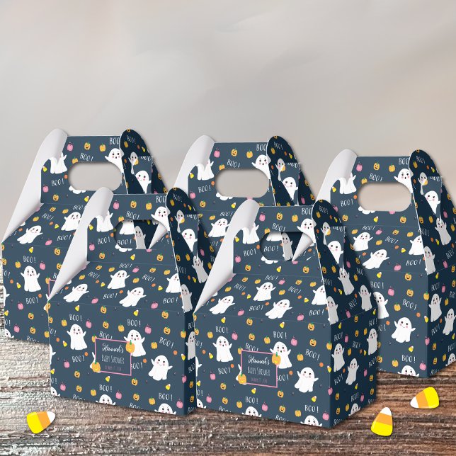 Halloween Ghosts Dark Blue Baby Shower Favour Box (Creator Uploaded)