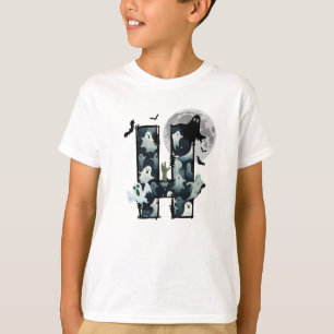 Halloween ghosts doodle letter H t-shirt