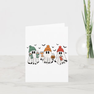 Halloween Ghosts Drinking Coffee Fall Colours _1 Card