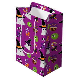 HALLOWEEN GHOSTS EYEBALLS CUPCAKES AND CANDY MEDIUM GIFT BAG