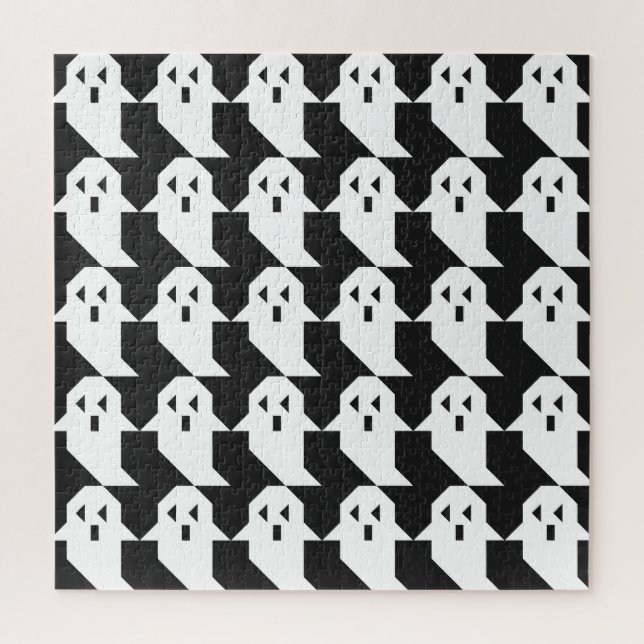 Halloween ghosts: geometric seamless pattern. jigsaw puzzle (Vertical)