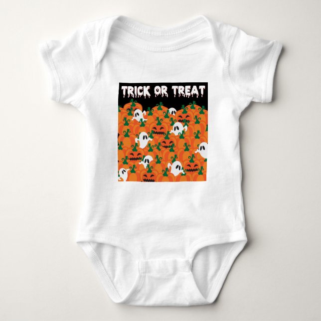Halloween Ghosts Haunted Pumpkin Patch Baby Bodysuit (Front)
