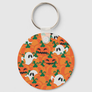 Halloween Ghosts Haunted Pumpkin Patch Key Ring