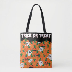 Halloween Ghosts Haunted Pumpkin Patch Large Tote Bag