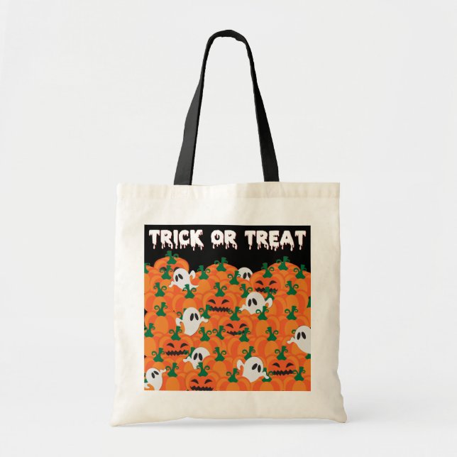 Halloween Ghosts Haunted Pumpkin Patch Large Tote  Bag (Front)