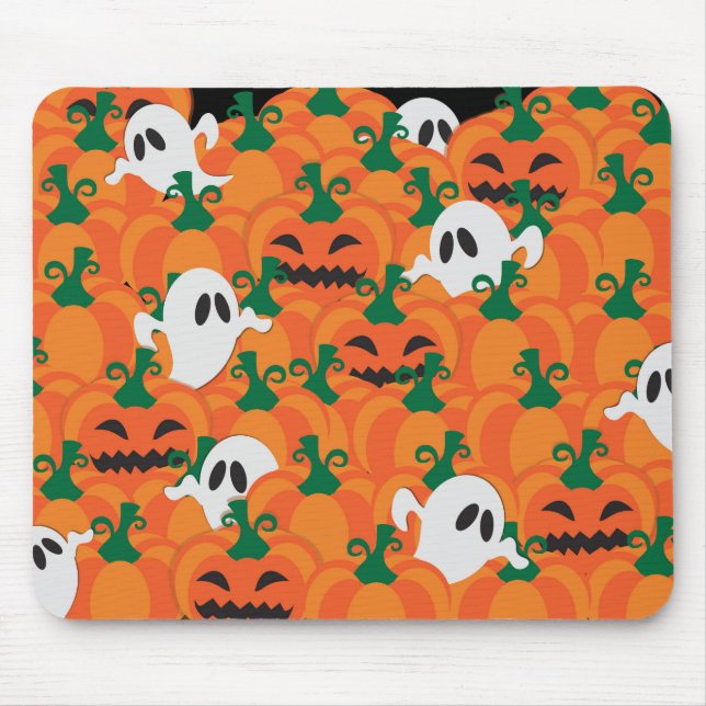 Halloween Ghosts Haunted Pumpkin Patch Mouse Pad (Front)