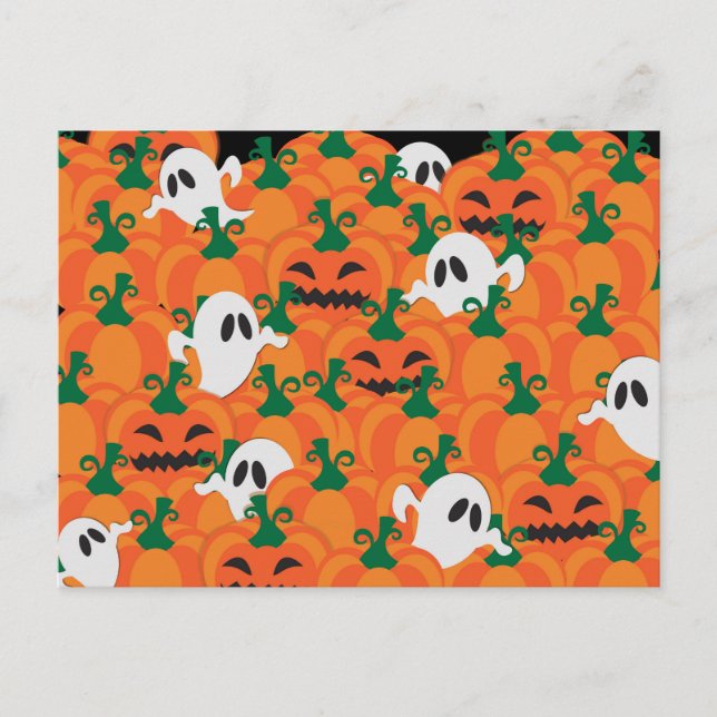 Halloween Ghosts Haunted Pumpkin Patch Postcard (Front)
