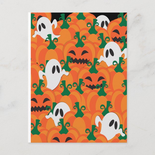 Halloween Ghosts Haunted Pumpkin Patch Postcard (Front)