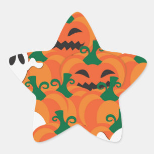 Halloween Ghosts Haunted Pumpkin Patch Star Sticker