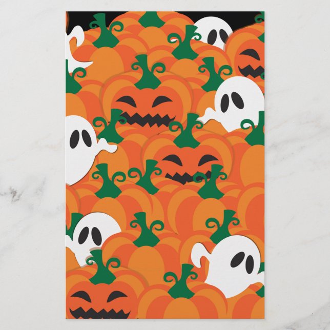 Halloween Ghosts Haunted Pumpkin Patch Stationery (Front)