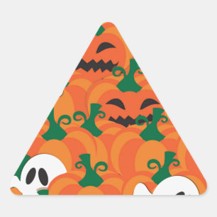 Halloween Ghosts Haunted Pumpkin Patch Triangle Sticker