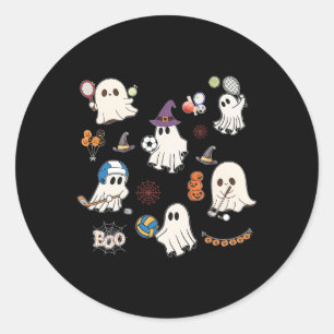 Halloween Ghosts Playing Soccer Tennis Hockey Voll Classic Round Sticker