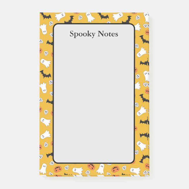 Halloween Ghosts Pumpkin Bats Yellow Notes (Front)
