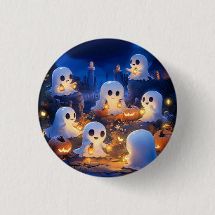 Halloween Ghosts Pumpkin Lanterns Spooky Night 3 Cm Round Badge