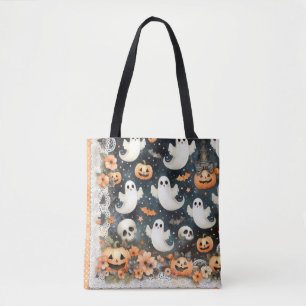 Halloween Ghosts Pumpkins Bats Tote Bag