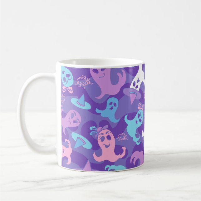 Halloween Ghosts Purple Mug Cup (Left)