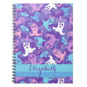 Halloween Ghosts Purple Personalised Notebook