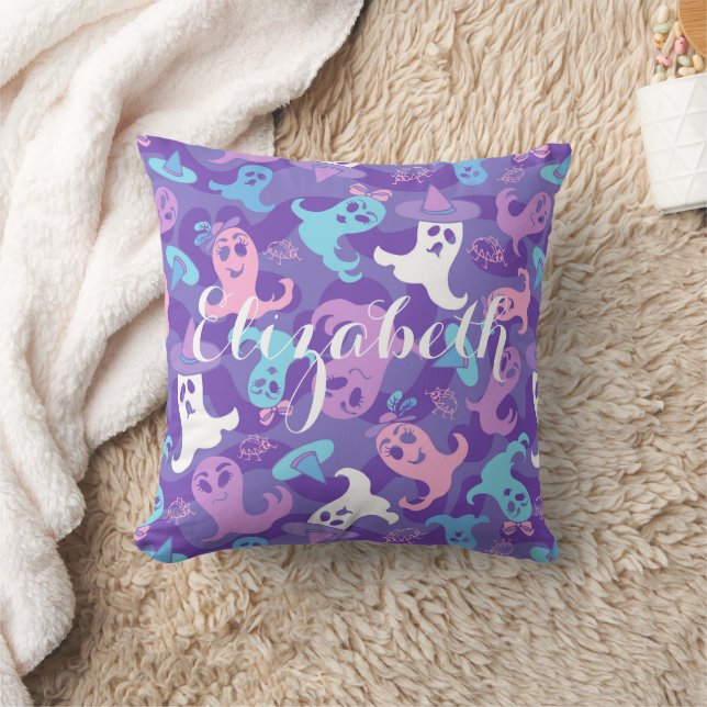 Halloween Ghosts Purple Personalised Pillow (Blanket)
