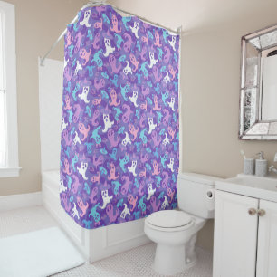 Halloween Ghosts Purple Shower Curtain