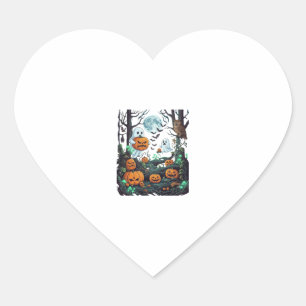 Halloween Ghosts Scary Pumpkins Owl Full Moon Bats Heart Sticker