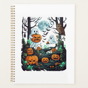 Halloween Ghosts Scary Pumpkins Owl Full Moon Bats Planner