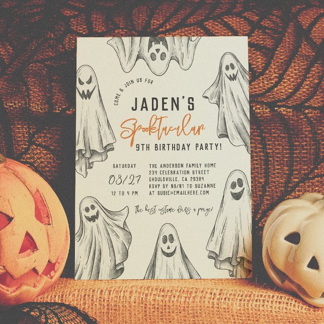 Halloween Ghosts Spooktacular Birthday Party Invitation (Creator Uploaded)