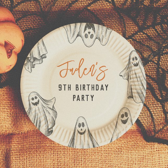 Halloween Ghosts Spooktacular Boy Birthday Party Paper Plate (Creator Uploaded)