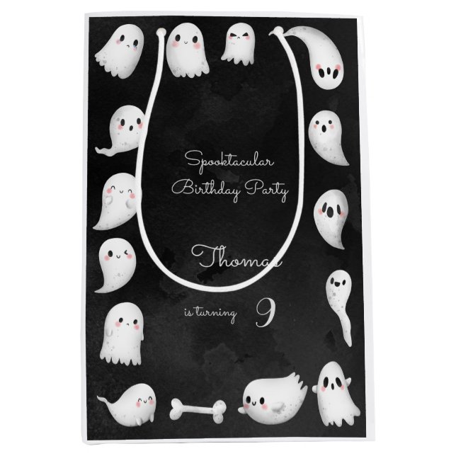 Halloween ghosts spooktacular kids birthday party medium gift bag (Front)