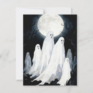 Halloween Ghosts Spooky Full Moon Postcard