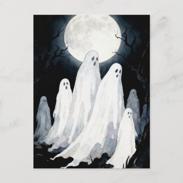 Halloween Ghosts Spooky Full Moon  Postcard (Front)