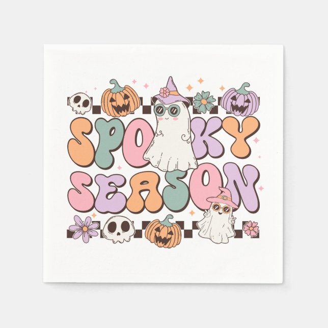 Halloween Ghosts Spooky Season Napkin (Front)