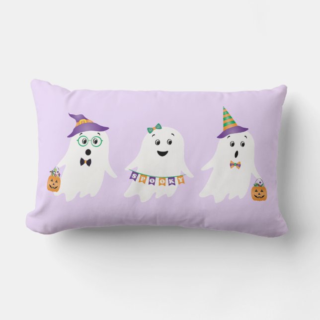 Halloween Ghosts Trick Or Treat Lumbar Cushion (Front)