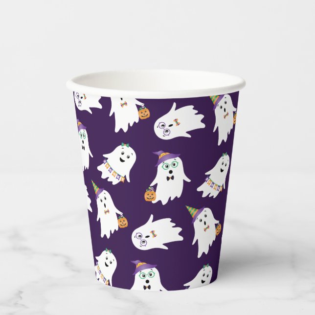 Halloween Ghosts Trick Or Treat Paper Cups (Front)